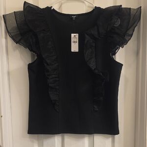 Express Black Ruffle Sleeve Small